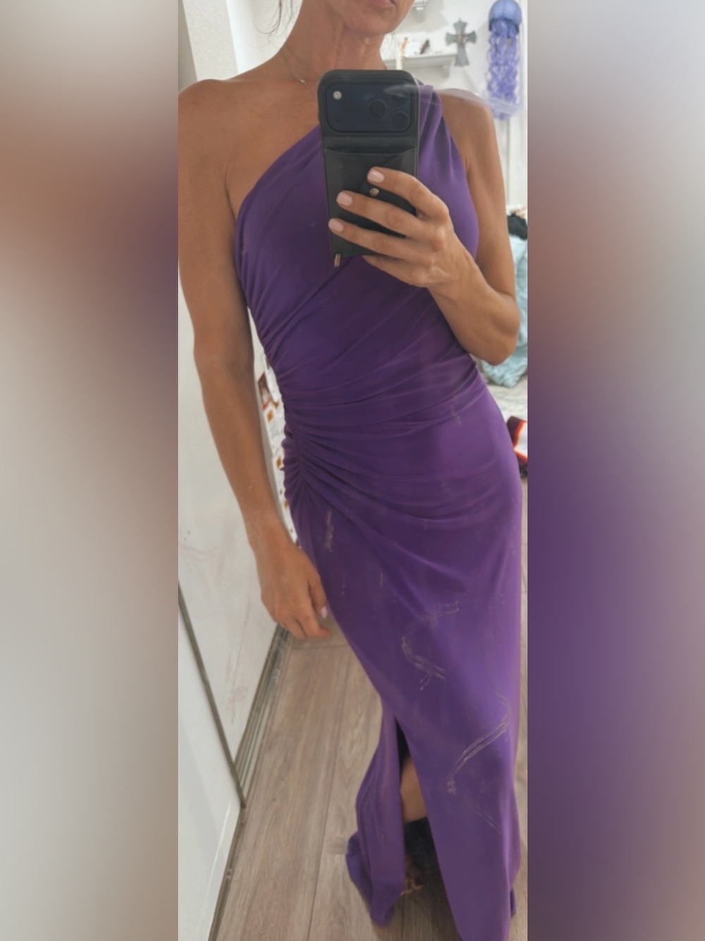 Lauren Ralph Lauren Purple Ruched Maxi Dress